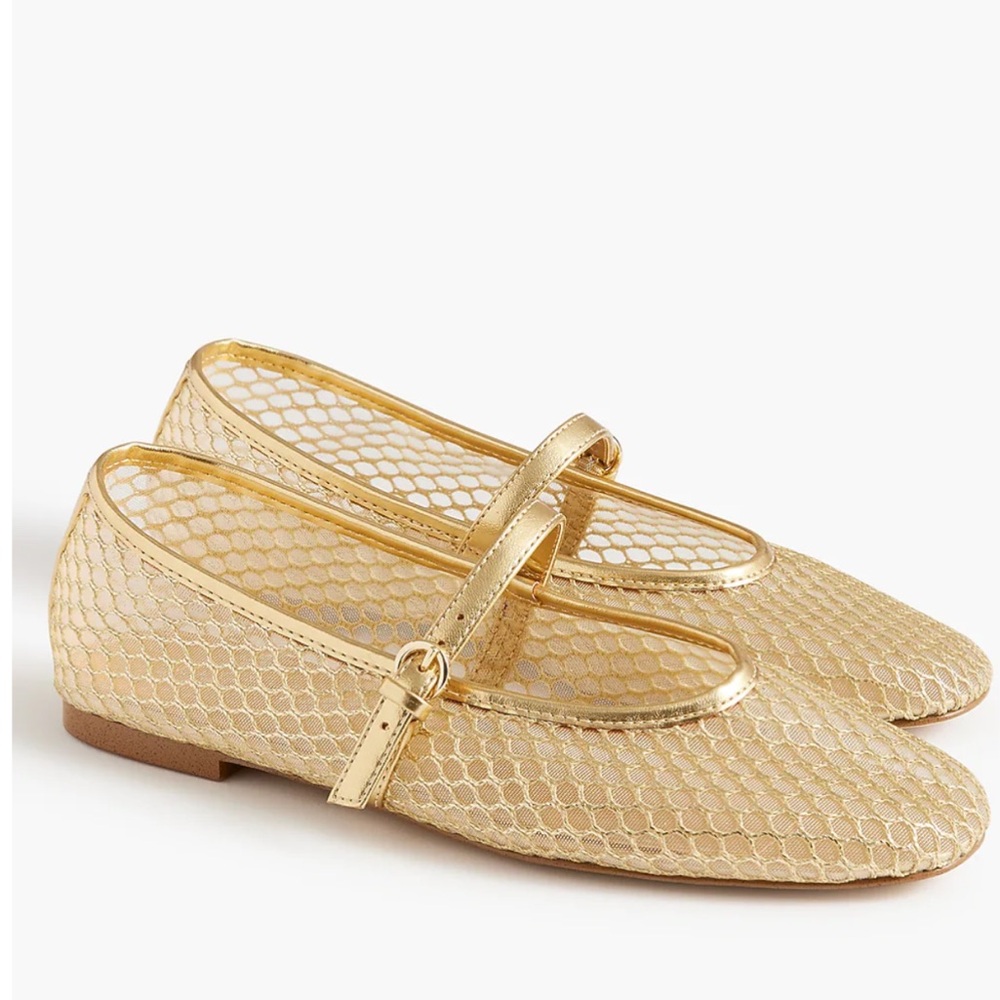 J. Crew Factory Gold Mesh Flats